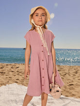 Young Girl Vacation Casual Front Button Up Dress